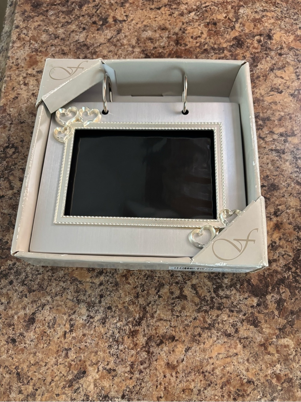 Boxed Silver Plated Decorative Hearts Photo Frame Album 4x6 Photos